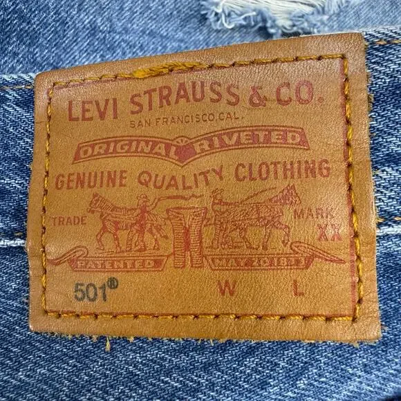 Levi's 501XX Big E Jean Shorts Women's 27x2.5 Button Fly Summer Preppy EUC - Picture 4 of 14